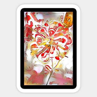 Red Swirly Dream Columbine Flower Sticker